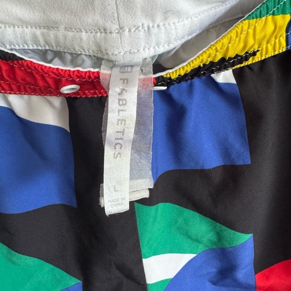 Fabletics Blue Red Multi Colorblock Swim Shorts Womens L Athletic Beach - Picture 3 of 5